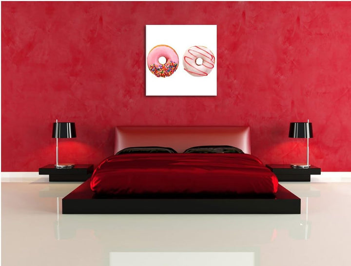 Glasierte Donuts, Format: 70x70 auf Leinwand, XXL riesige Bilder fertig gerahmt mit Keilrahmen, Kuns