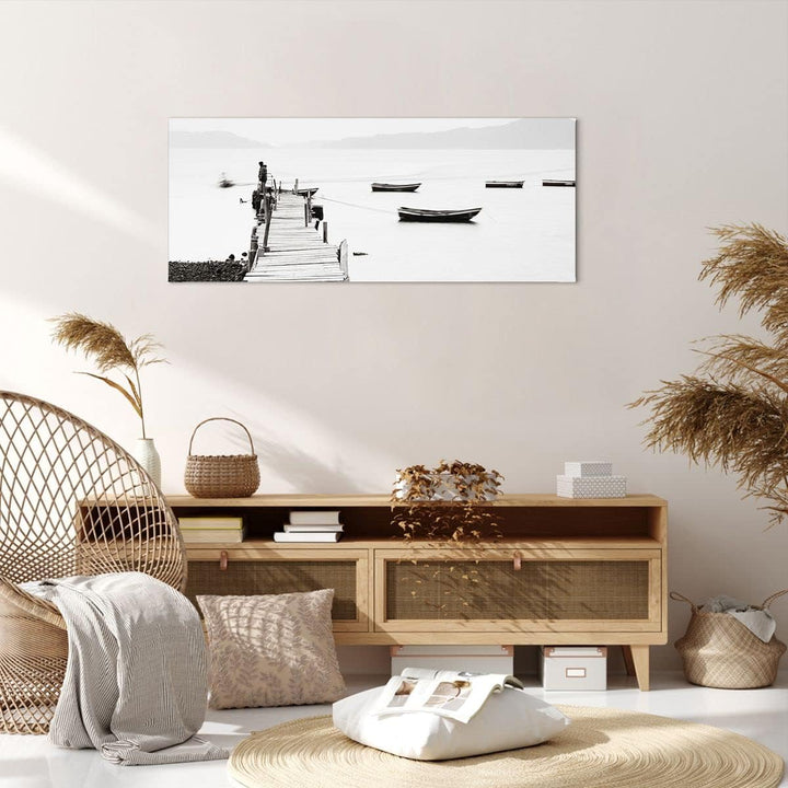 Panorama Bilder auf Leinwand 100x40cm Leinwandbild Fussgängerbrücke See hongkong Gross Wanddeko Bild