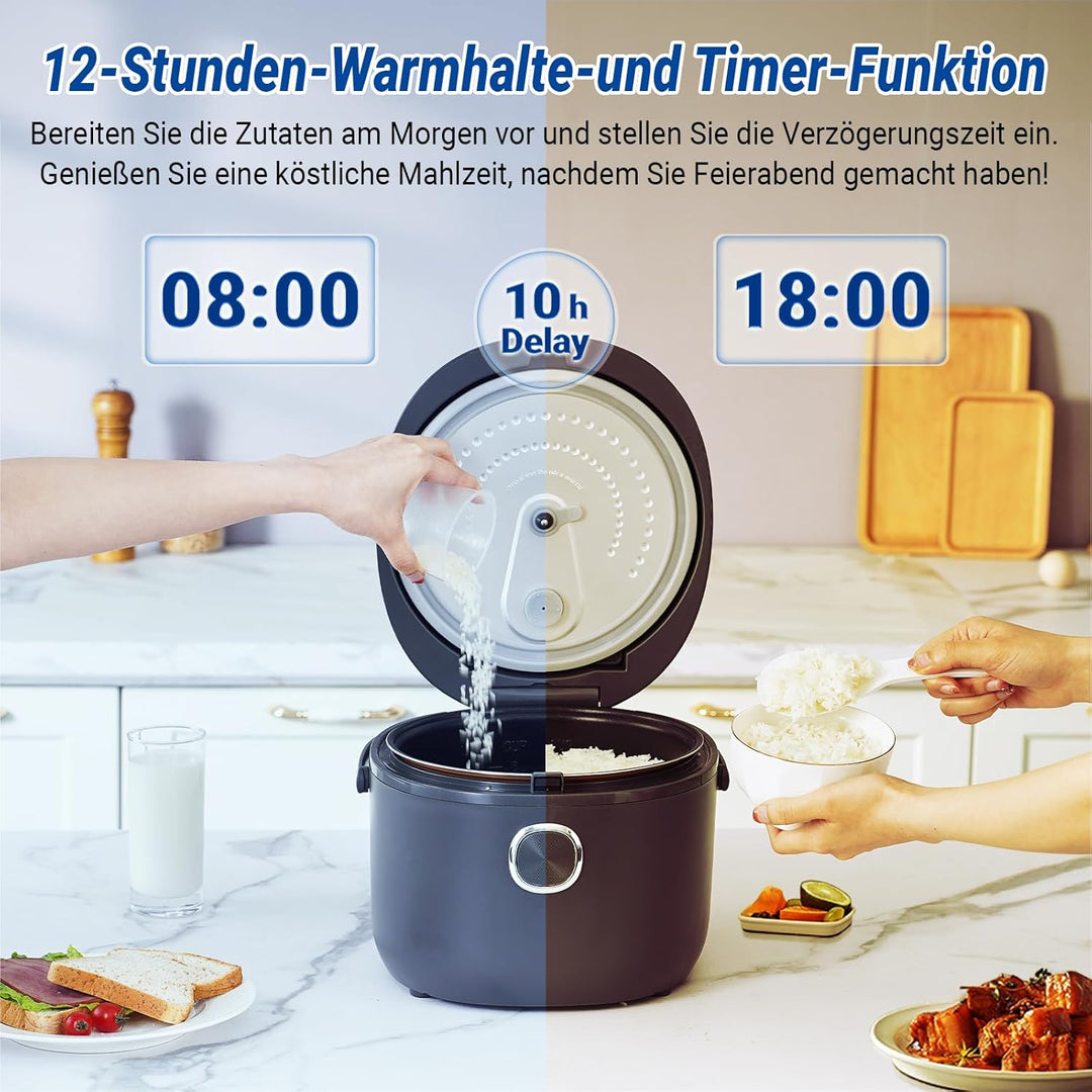AMZCHEF Reiskocher 4L Mini Reiskocher für 5 Personen, 8 Tassen (ungekocht), 860W elektrischer Reisko