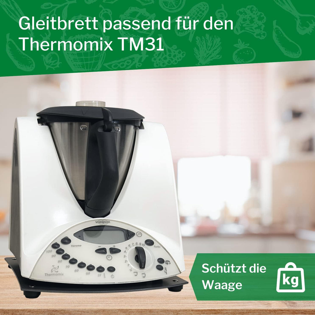 Gleitbrett kompatibel mit dem Thermomix TM31 in Anthrazit-grau von Leckerhelfer