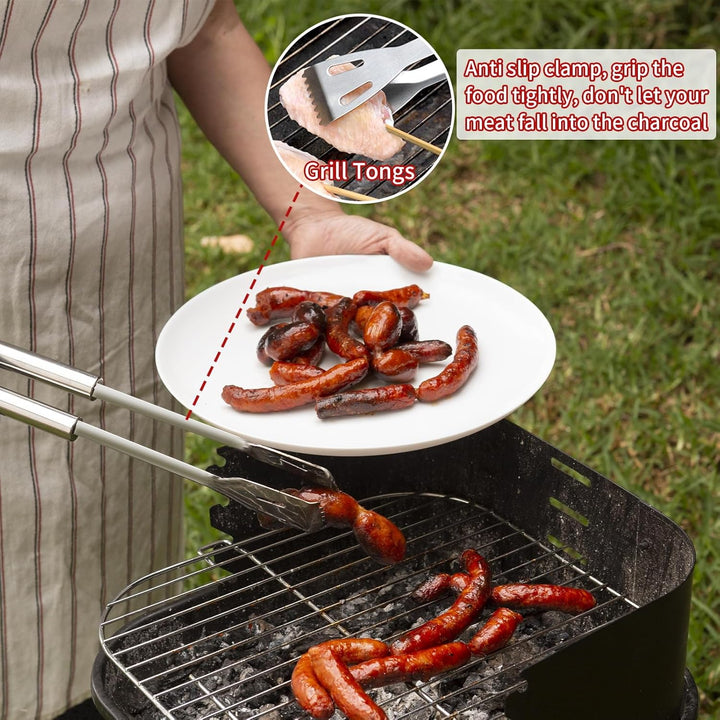 JUSTHERE 15 Stücke Grillbesteck Set, Edelstahl Grillzubehör BBQ Utensils, Professionelle Grillset mi