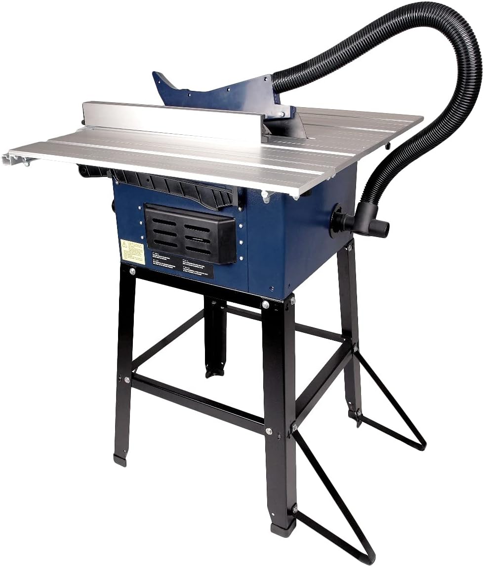 FERM Tischkreissäge 250mm - 1800 Watt - Ausziehbare Aluminium Arbeitstisch - Vakuum-Adapter - Winkel