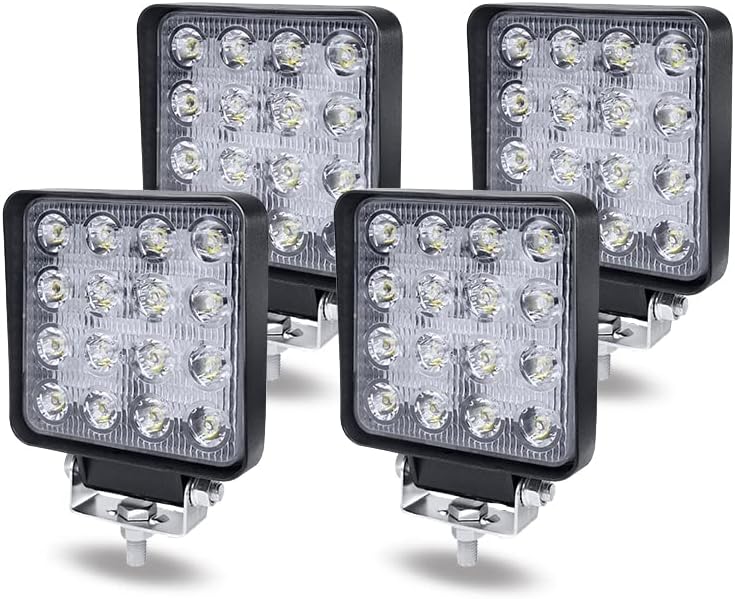 NAIZY 4 * 48W Quadrat LED Arbeitsscheinwerfer 12V Zusatzscheinwerfer 4320LM Offroad Reflektor Flutli