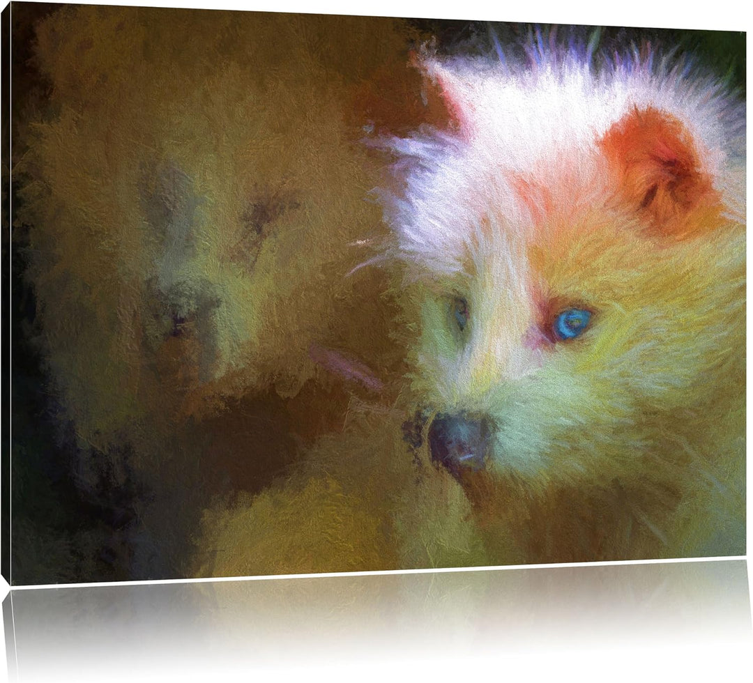 Polarfuchs in Höhle Deluxe Format: 100x70 cm auf Leinwand, XXL riesige Bilder fertig gerahmt mit Kei