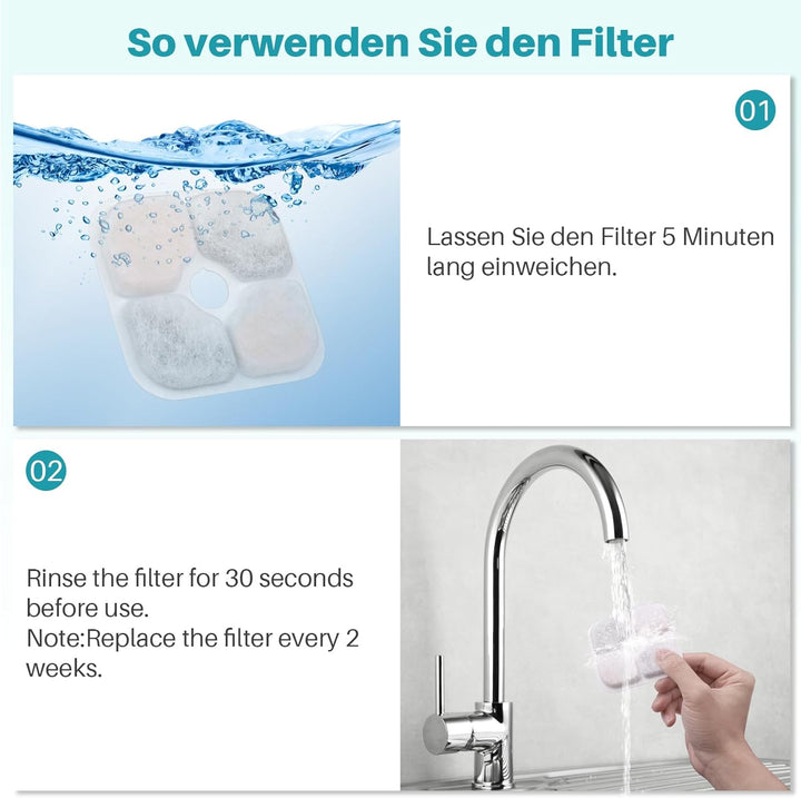 PARTSEE 20 Stück Katzenbrunnen Filter für 2,5L Catit Pixi Trinkbrunnen, Harz aktivierte Kohlenstoff