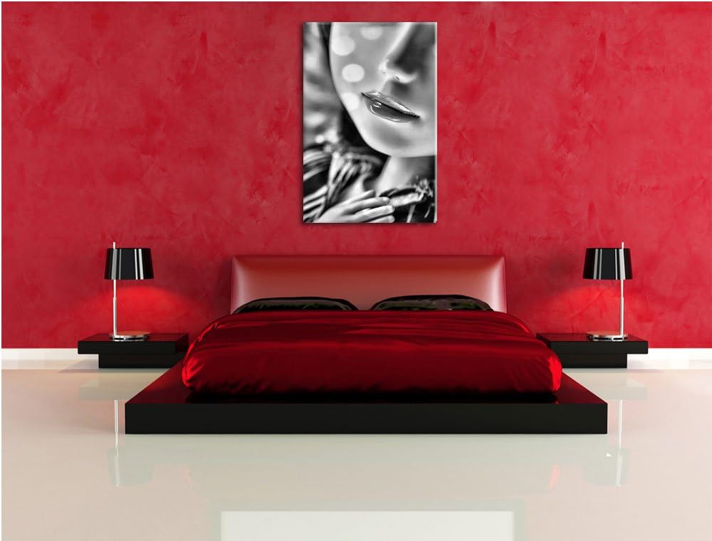 Pixxprint zarter Puppenmund als Leinwandbild | Grösse: 100x70 cm | Wandbild| Kunstdruck | fertig bes