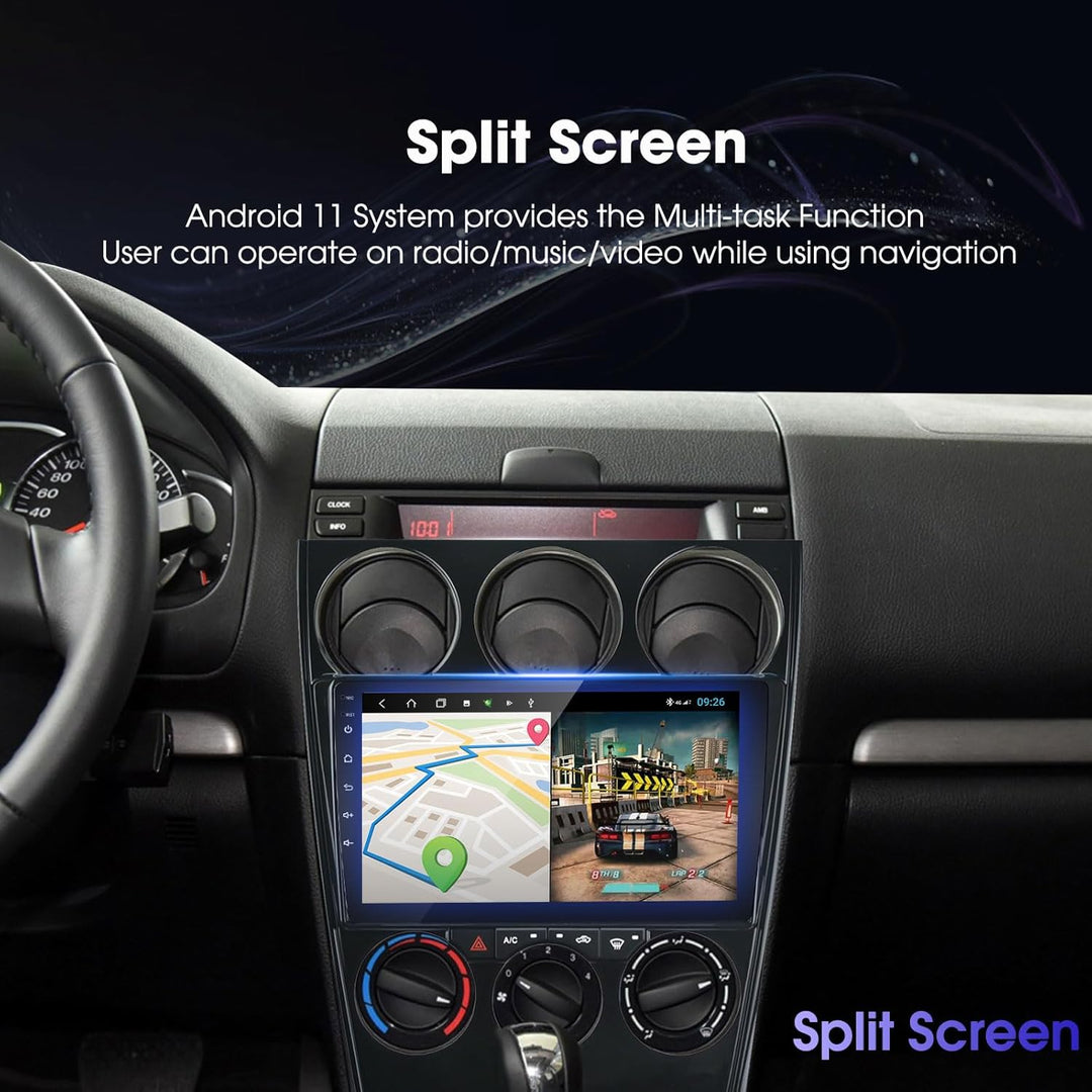 EZoneTronics Android 11 Autoradio Stereo für Mazda 6 Atenza 2002-2014 9 Zoll Touchscreen GPS Navigat