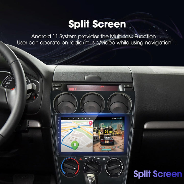 EZoneTronics Android 11 Autoradio Stereo für Mazda 6 Atenza 2002-2014 9 Zoll Touchscreen GPS Navigat