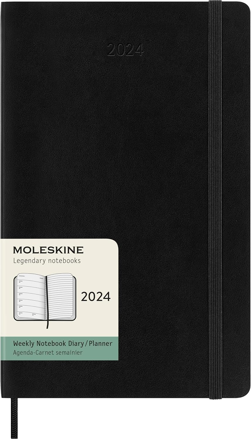 Moleskine Wochenplaner mit Platz für Notizen 12 Monate 2024, Planer 2024, Grossformat 13x21, Weicher