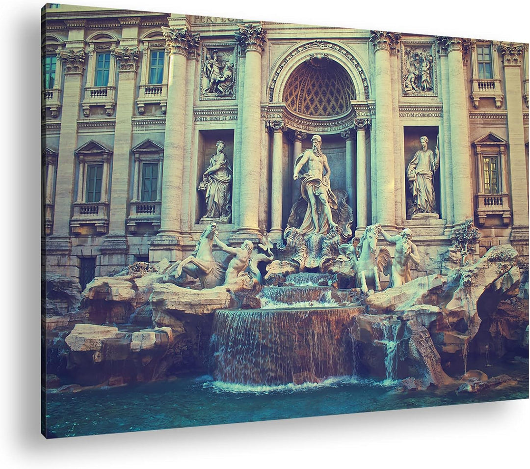 deyoli Trevi Brunnen in Rom Format: 60x40 als Leinwandbild, Motiv fertig gerahmt auf Echtholzrahmen,