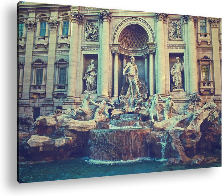 deyoli Trevi Brunnen in Rom Format: 60x40 als Leinwandbild, Motiv fertig gerahmt auf Echtholzrahmen,