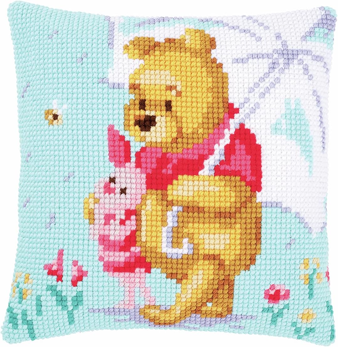 Vervaco PN-0172780 Kreuzstichkissen Disney Winnie Puuh Kreuzstichset, Baumwolle, mehrfarbig, 40 x 40