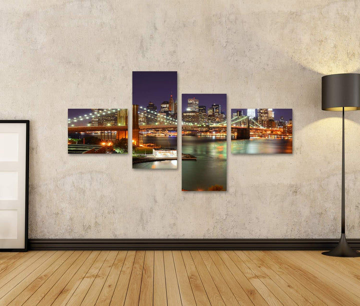 islandburner Bild auf Leinwand Blick Auf Downtown New York City Und Brooklyn Bridge Wandbild Poster