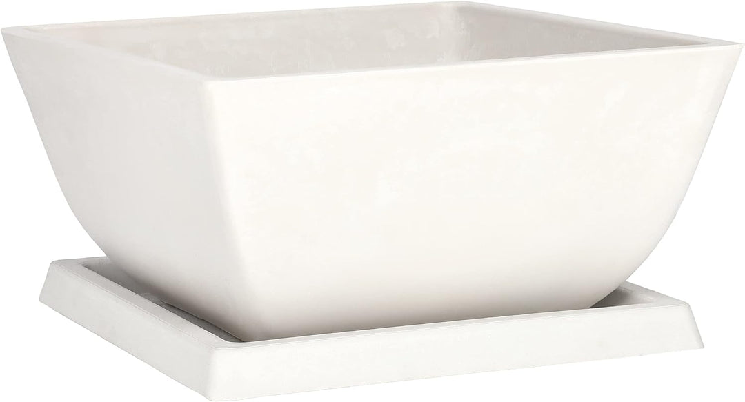 KOTARBAU® Blumentopf Pflanzgefäss aus recycelten Materialien 26x26x12,7cm mit Untersetzer 23x23x2cm