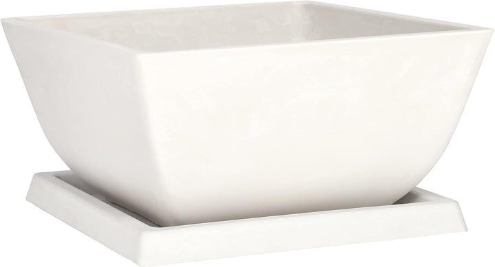 KOTARBAU® Blumentopf Pflanzgefäss aus recycelten Materialien 26x26x12,7cm mit Untersetzer 23x23x2cm