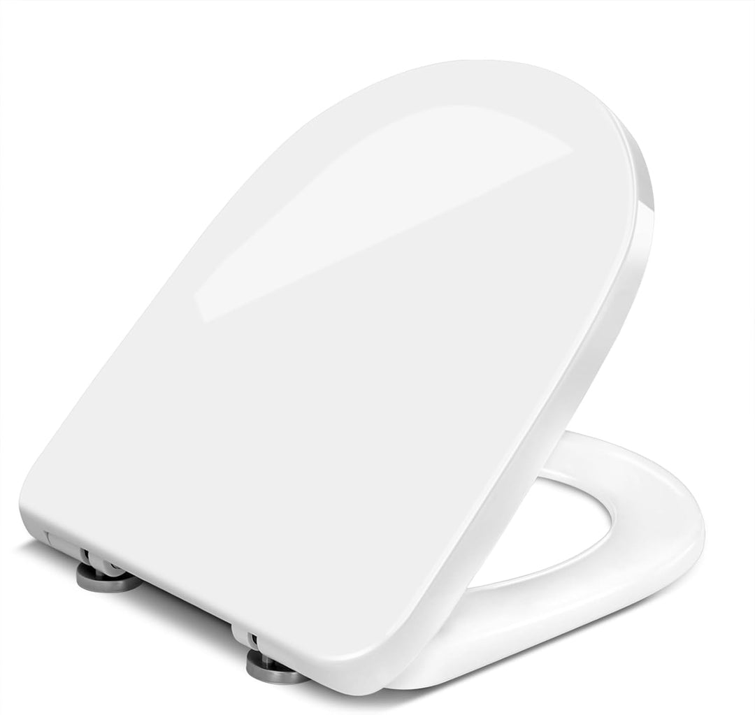 WOLTU Toilettendeckel,WC Sitz mit Absenkautomatik,Klodeckel D-Form weiss Kunststoff, Softclose Antib