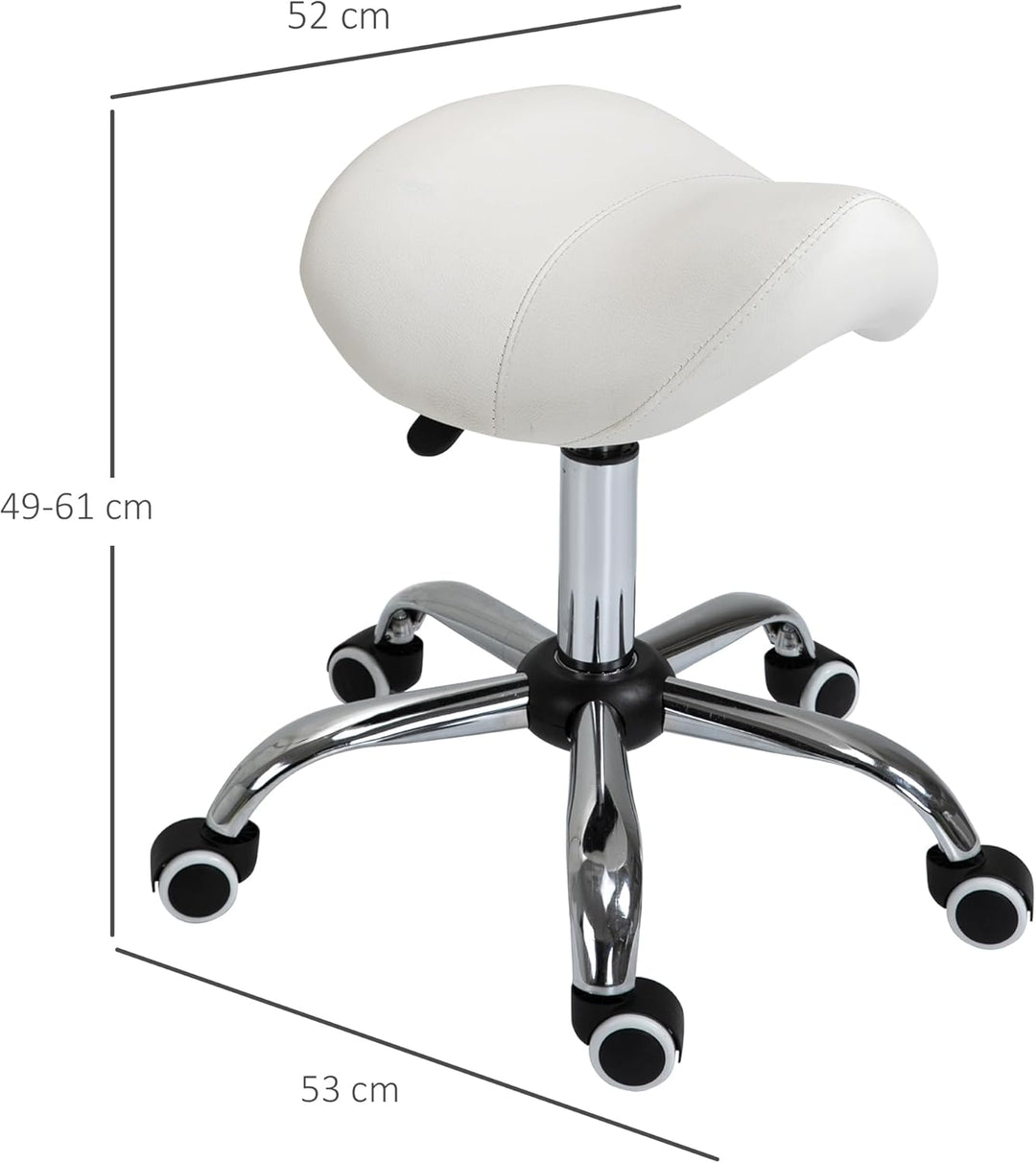 HOMCOM Sattelhocker Arbeitshocker Drehstuhl Drehhocker Rollhocker Kosmetikhocker gepolstert höhenver