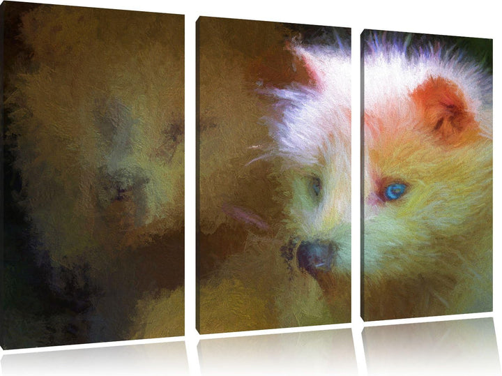 Polarfuchs in Höhle NewArt 3-Teiler Leinwandbild 120x80 Bild auf Leinwand, XXL riesige Bilder fertig