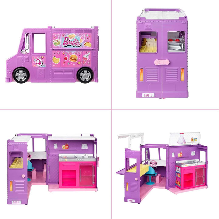 Barbie Fresh 'n' Fun Food Truck, lila Barbie Food Truck mit 30+ Barbie Zubehörteilen, ohne Barbie Pu