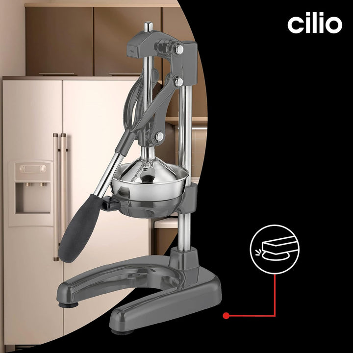 Cilio AMALFI Saftpresse Manuell | rostfreier Edelstahl | Cool Grey | Zitruspresse Handpresse für 25%