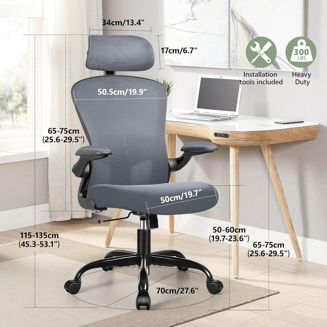 FelixKing Ergonomischer Bürostuhl, Computerstuhl, verstellbare Lendenwirbelstütze, 3D-Kopfstütze und