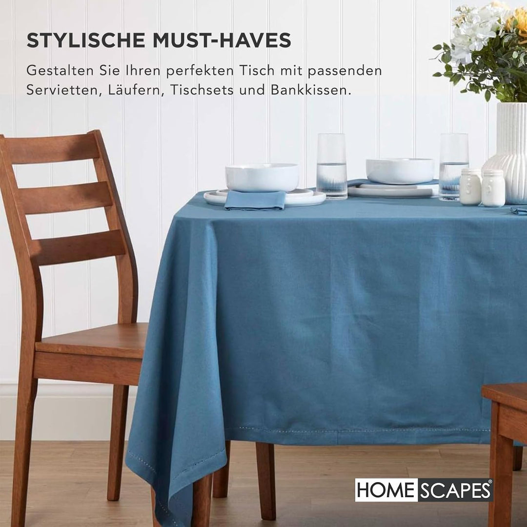 Homescapes 4er Set Stuhlkissen 40 x 40 cm, himmelbau, Sitzkissen mit Bändern und Knopfverschluss, ei