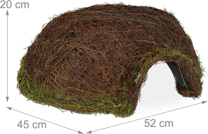 Relaxdays Igelhaus, Iglu, Winterquartier für Garten, wetterfeste Igelkuppel aus Rattan HxBxT 20 x 52