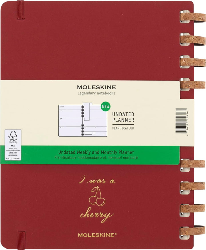 Moleskine Undatierter Monatsplaner, 12-Monats-Spiralplaner mit Festem Einband, Grösse: XL 20 x 25 cm