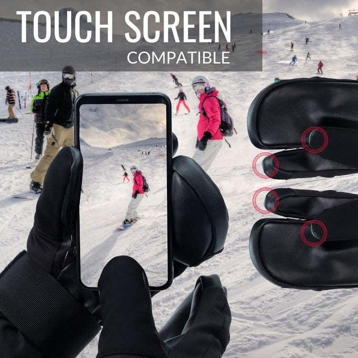 devembr 3-Finger-Skihandschuhe mit Handgelenkschutz, Warme Snowboardhandschuhe für Herren und Damen