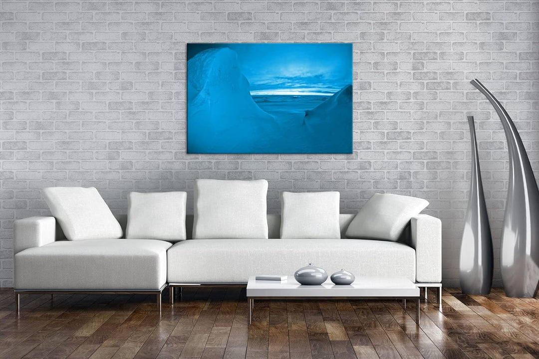 deyoli Sonnenaufgang am Nordpol Format 80x60 Effekt: Monocrome Blau als Leinwandbild, Motiv fertig g