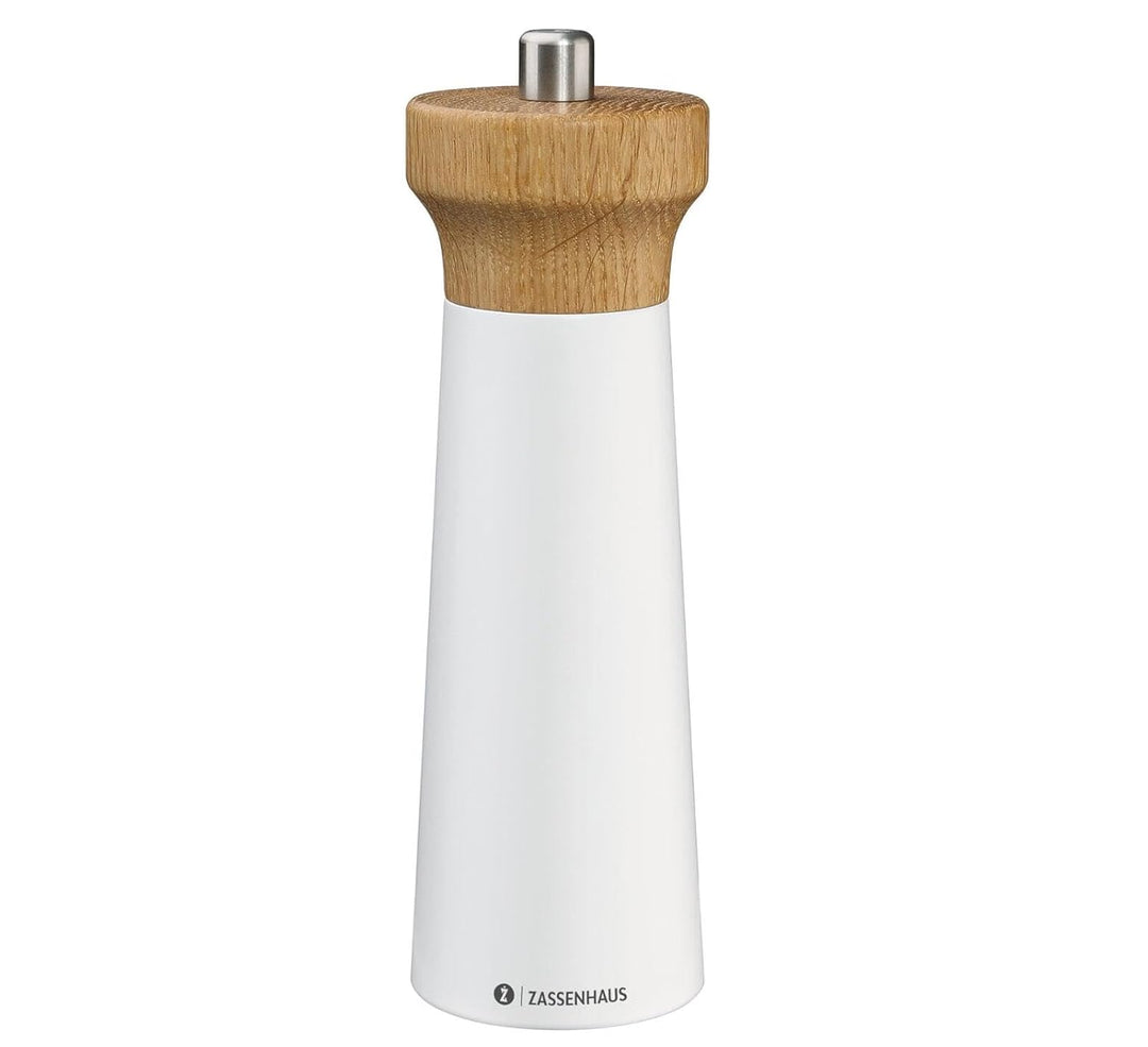Zassenhaus Salzmühle Holz WESTERLAND | weiss/Buchenholz | Mühlenkopf aus Eichenholz | mit stufenlos