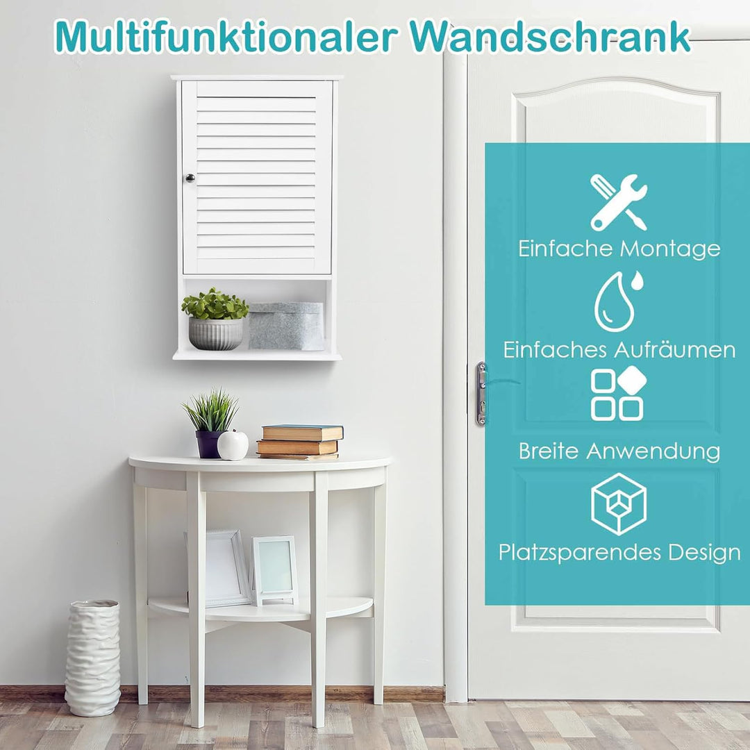 COSTWAY Hängeschrank, Badezimmerschrank hängend, Wandschrank Badschrank mit verstellbarem Einlegebod