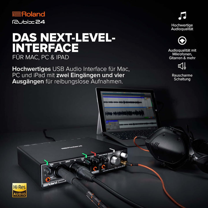 Roland RUBIX24 hochauflösendes Interface mit 2 Ein- und 4 Ausgängen, Hi-Res Interface für Mac, PC un