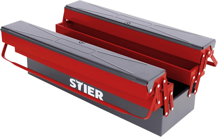 STIER Werkzeugkasten leer, sehr robust und wiederstandsfähig, aus hochwertigem Stahlblech, 600x190x2
