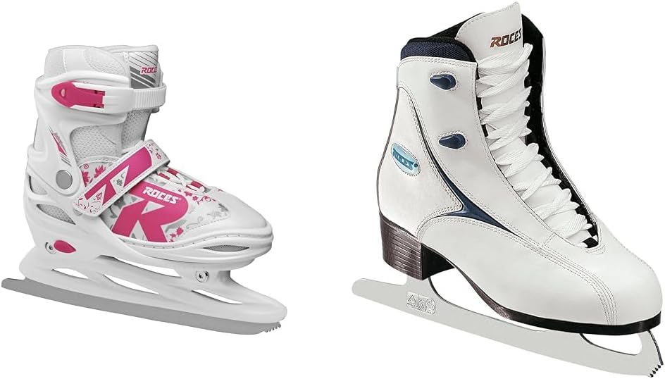 Roces Kinder Jokey Ice 2.0 Verstellbarer Schlittschuh 38-41 Bundle mit Schlittschuh, Weiss, 42, 38-4