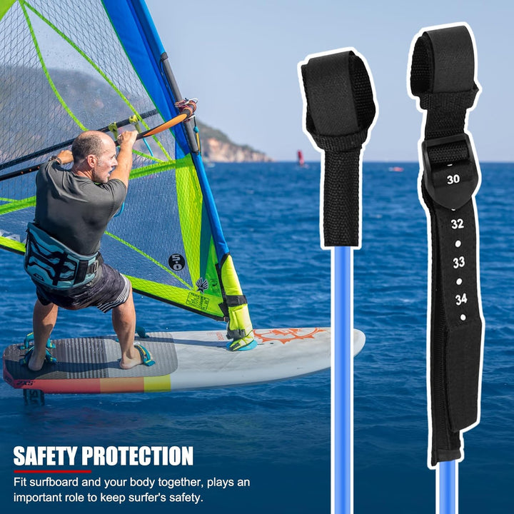 EVTSCAN Surfing Leash String, 2PCS 28-34 Zoll Schwarz Einstellbare Sicherheits-Windsurf-Gurte, Leine