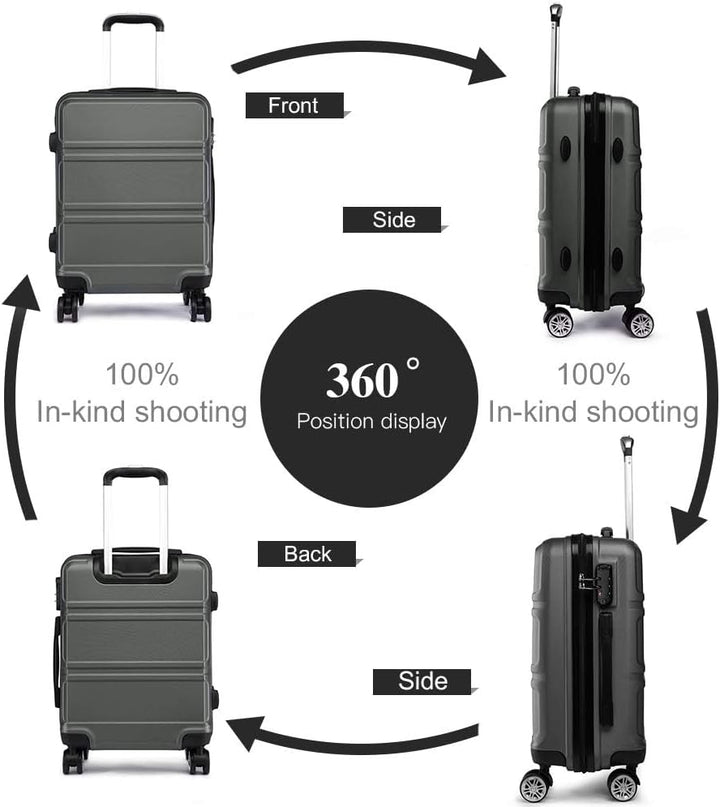 KONO Kofferset 2 Teilig Koffer Trolleys Gepäcksets, 55cm Handgepäck Koffer und 65cm Mittelgross Koff