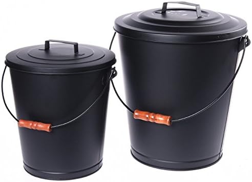 Grillpaul Mustang 2er Set Ascheeimer mit Deckel u. Tragebügel Eimer anthrazit 11+ 20