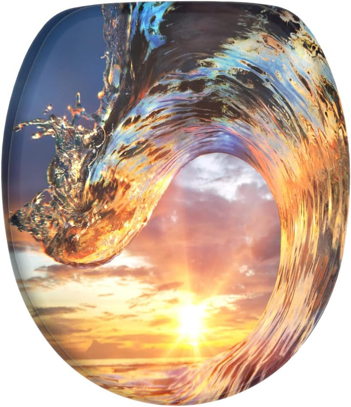 Sanilo WC-Sitz mit Absenkautomatik, Toilettensitz mit Absenkautomatik, einfache Befestigung (Wave),