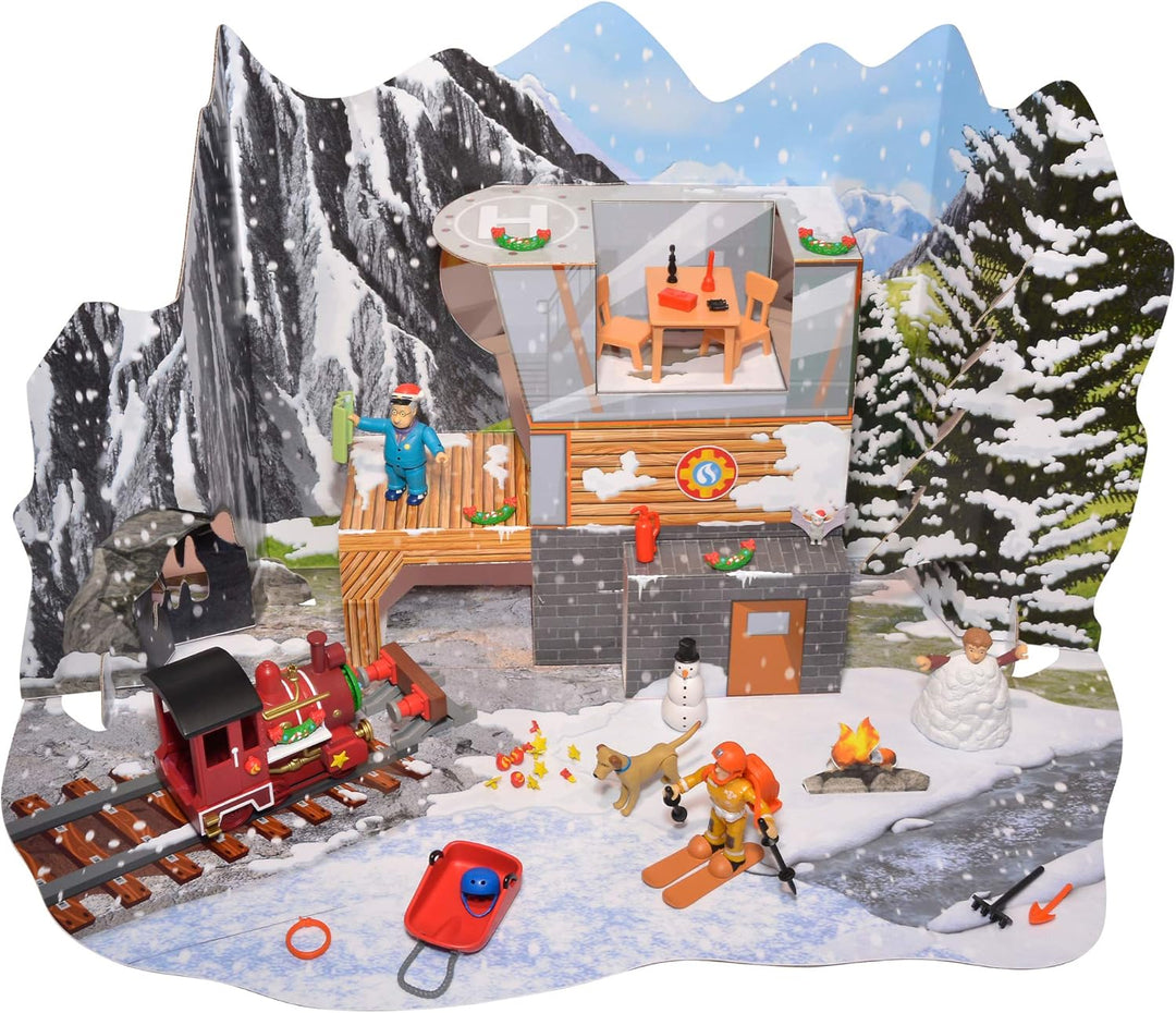 Simba 109251037 - Feuerwehrmann Sam Adventskalen/ Mit grosser Spielszenerie / Mit Weihnachtsgeschich