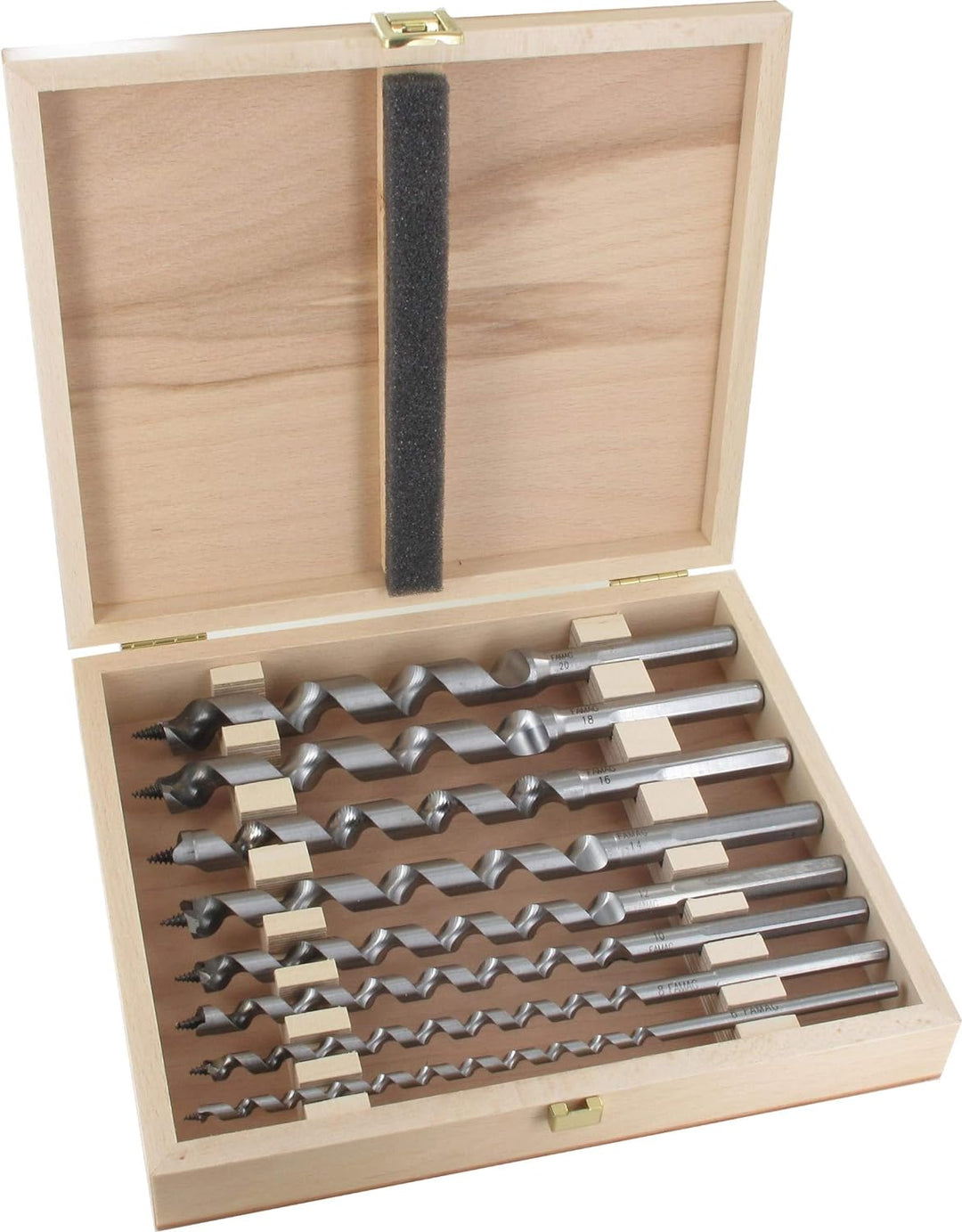 Famag Schlangenbohrer Set, Lewis, 8-teilig, Metallbohrer ø 6-20 mm (Länge 235 mm), in Holzbox, 14142