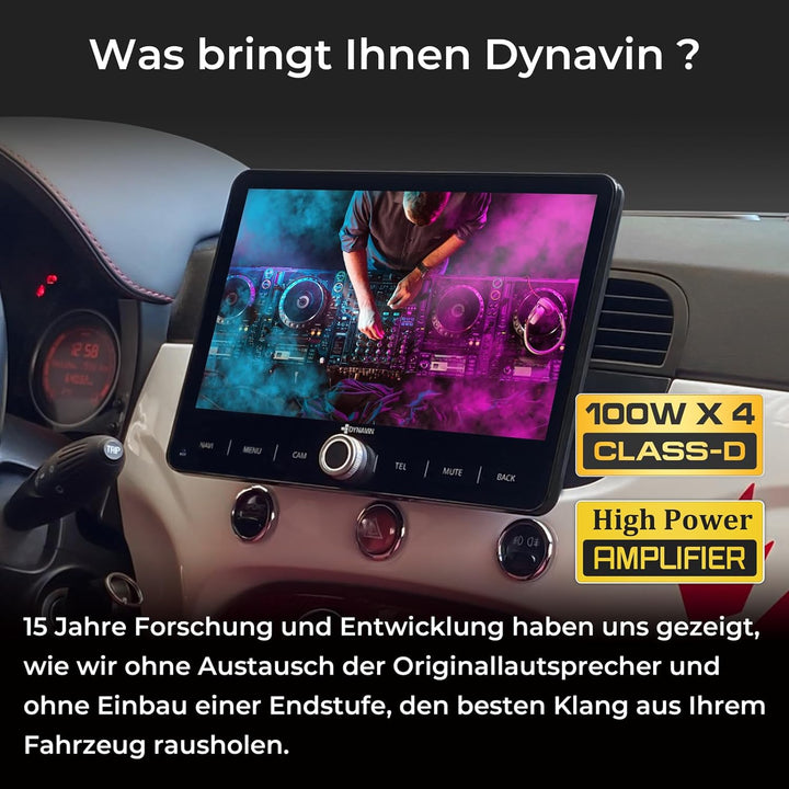 DYNAVIN Android Autoradio Navi für FIAT 500 500C, mit 4 * 100W DSP Verstärker | DAB+ Radio; Kompatib