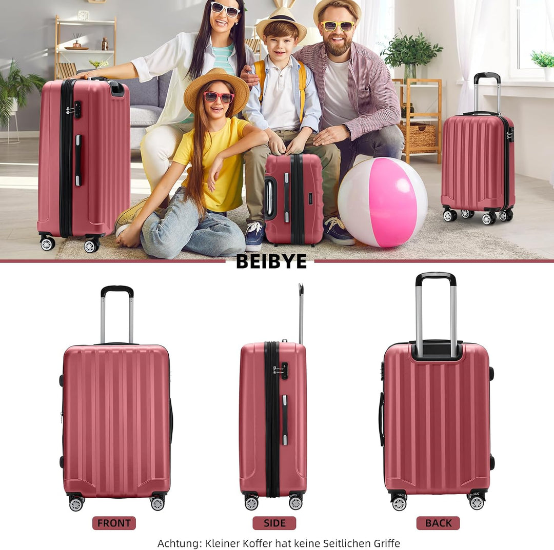 BEIBYE TSA-Schloss 2080 Zwillingsrollen 3 TLG. Reisekofferset Koffer Kofferset Trolley Trolleys Hart