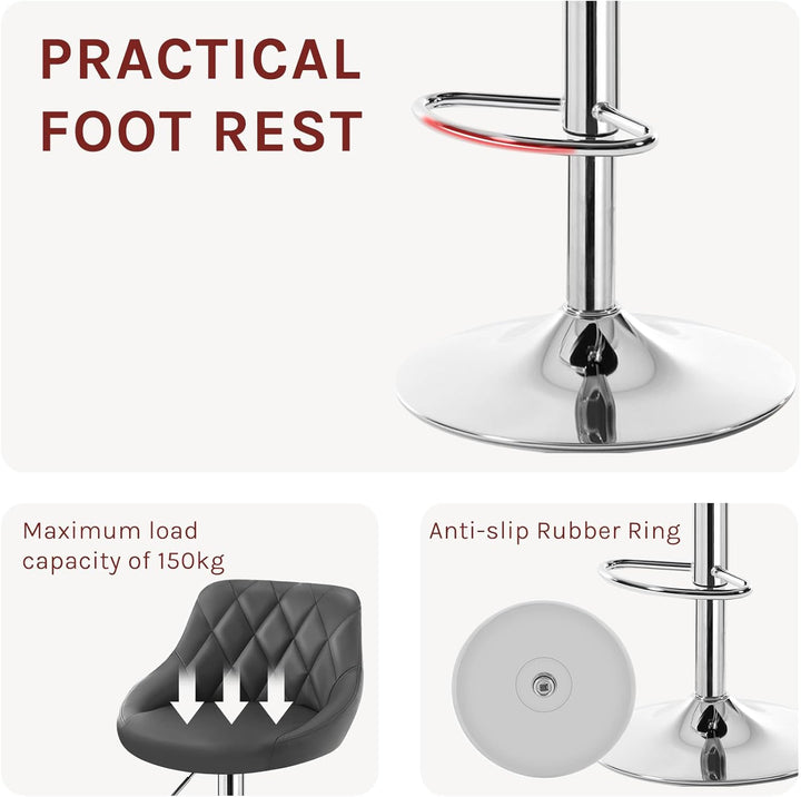 WOLTU 4er Set Barhocker Bistrohocker Tresenhocker Barstuhl Höhenverstellbar, Drehbar, Sitzfläche aus