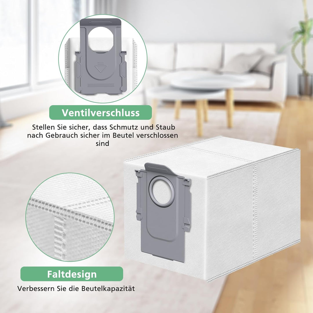 10 Stück Q Revo Staubbeutel, kompatibel mit Roborock Q Revo Rboter Staubsauger, 4-lagiger Premium-Fi
