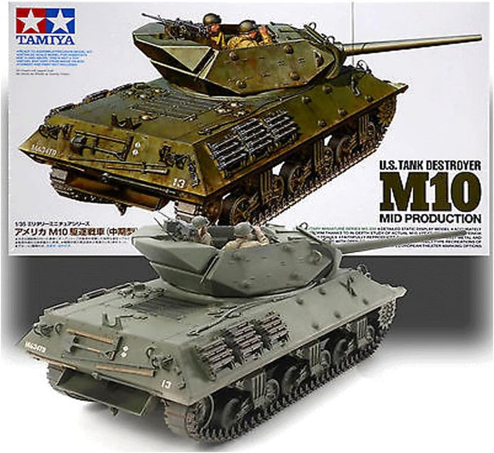 Tamiya 300035350 300035350-1:35 US Panzerjäger M10 (3) Mittl. Prod,originalgetreue Nachbildung, Plas