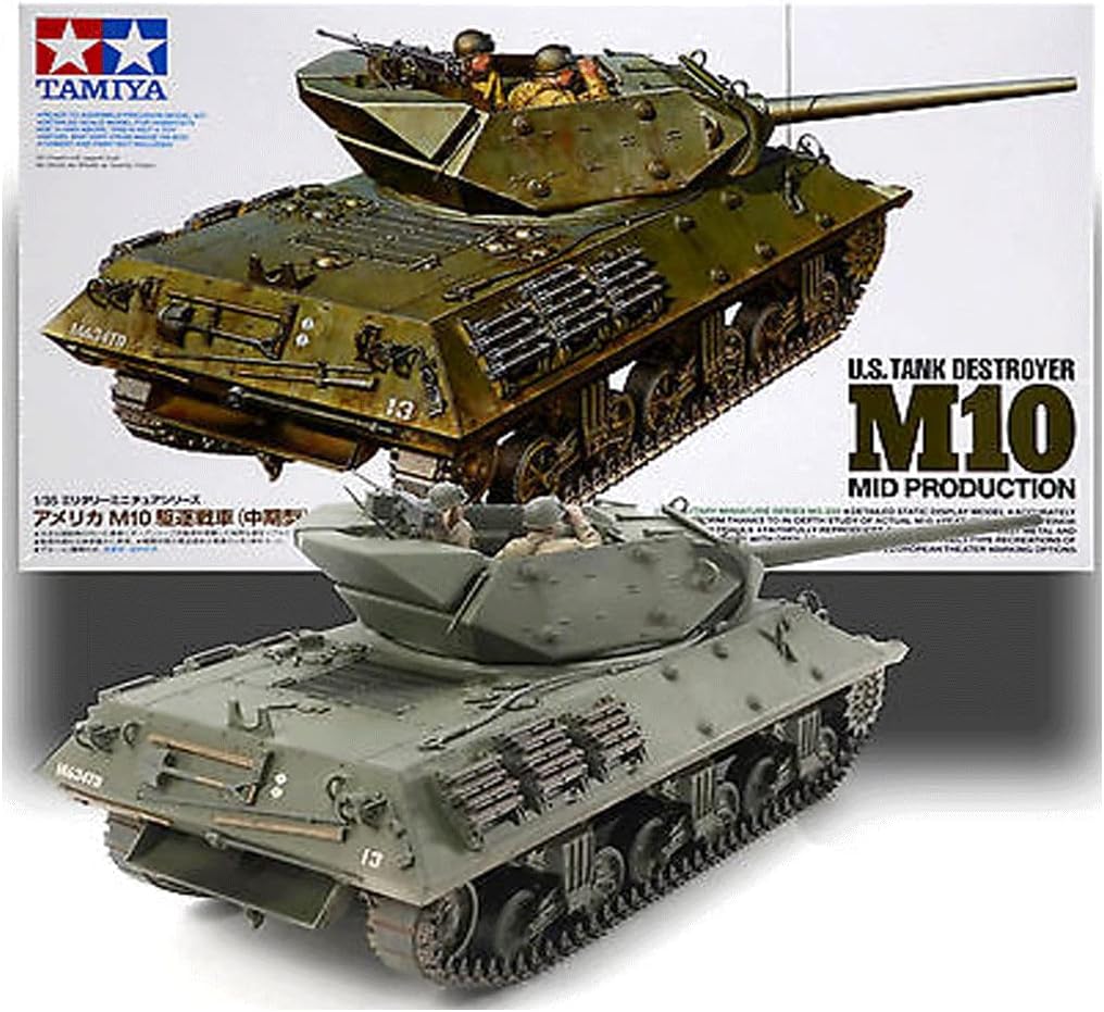 Tamiya 300035350 300035350-1:35 US Panzerjäger M10 (3) Mittl. Prod,originalgetreue Nachbildung, Plas