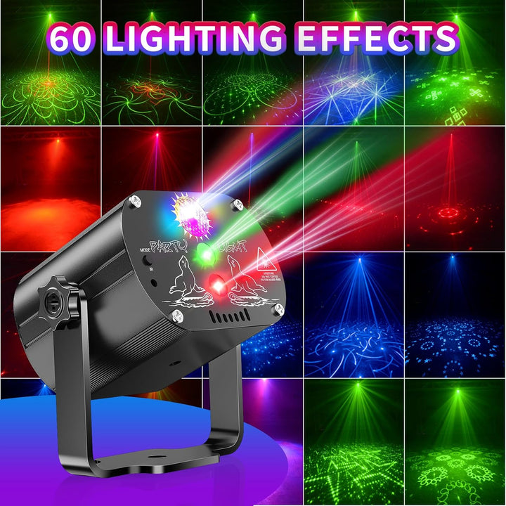 Discokugel,Musikgesteuert Discolicht Partylicht 60 Verschiedene Muster Strobe-Effekt Partylicht Mit