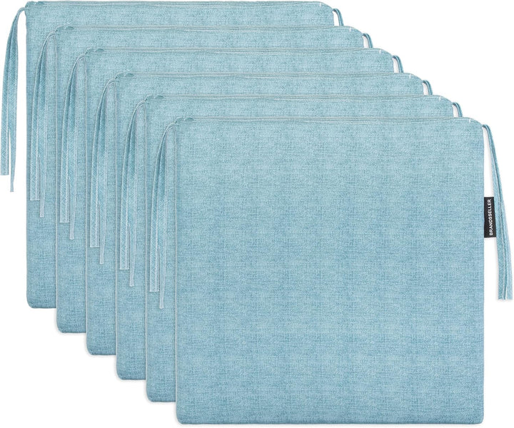 Brandsseller 6er Set Sitzkissen 40x40 cm in Leinenoptik – Bequeme Stuhlauflagen mit Bindebändern & a