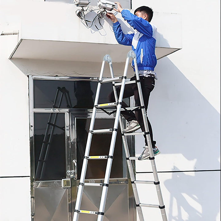 Ansobea Teleskopleiter 3.8m Aluminiumleiter Leiter Ausziehbar Teleskopleitern Schiebe Teleskopleiter